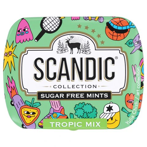 Драже освежающие SCANDIC без сахара со вкусом "Тропический микс", 14 г