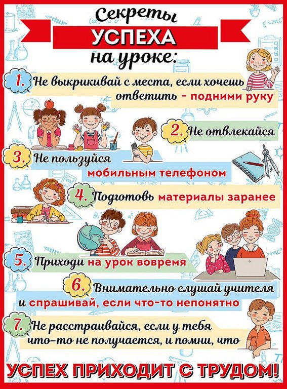 Плакат информационный "Секреты успеха на уроке" А2