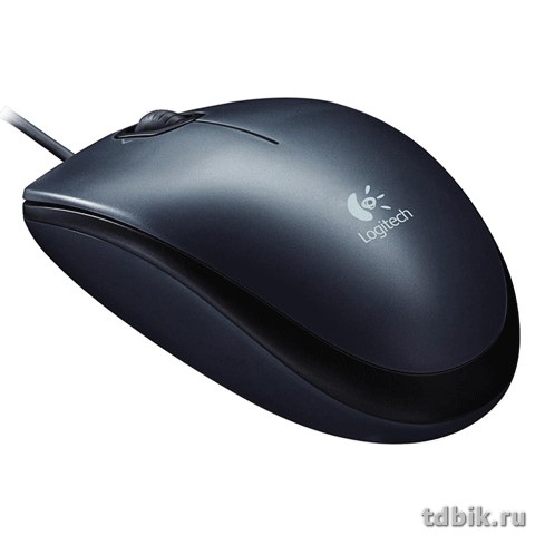 Мышь оптическая проводная Logitech M90, 2 кнопки, 1 колесо-кнопка цв. черн./серый