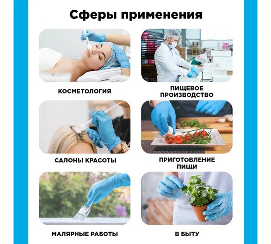 Перчатки нитриловые, цвет голубой, размер  "L" "AVIORA"