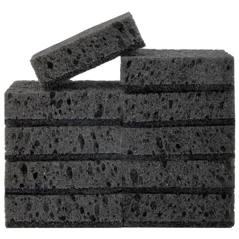 Губка для посуды поролоновая 95*70*35 мм, 10 шт/уп LAIMA "BLACK" чёрная, крупнопористая