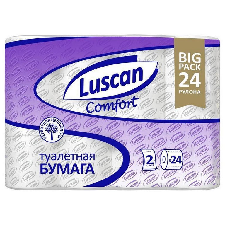 Туалетная бумага (24 рул/уп) 2 слоя, Luscan Comfort