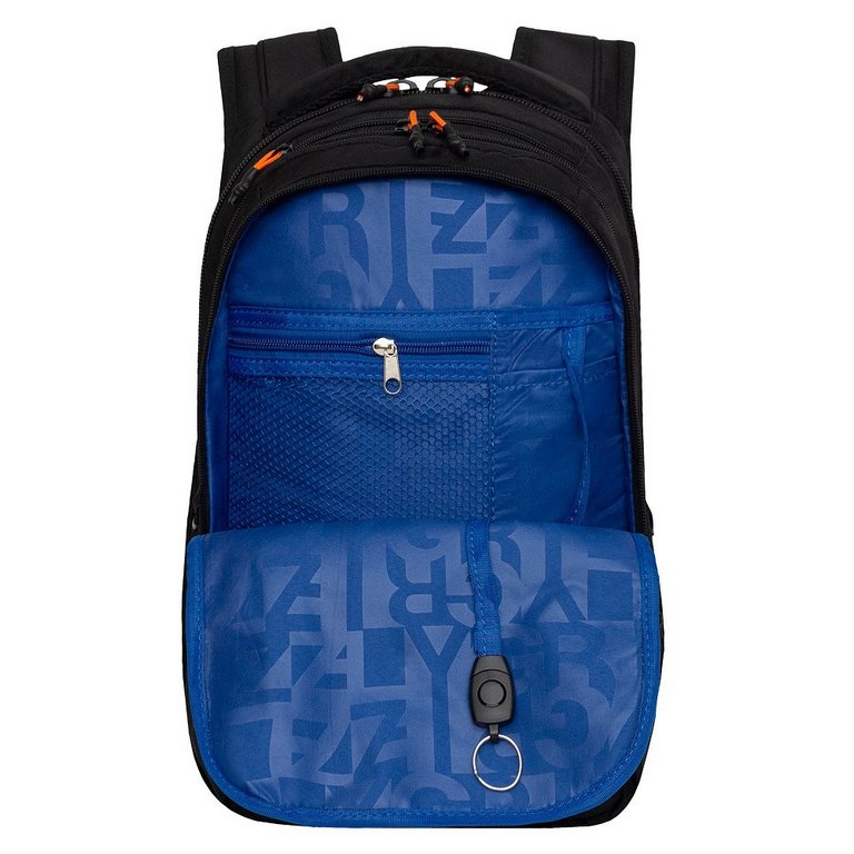Рюкзак школьный для мальчика Grizzly 31*42*22 см, черный/оранжевый