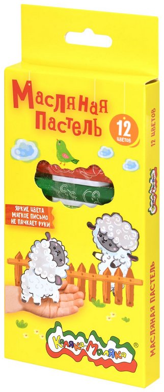 Пастель масляная 12 цв. Каляка-Маляка, шестигранные мелки
