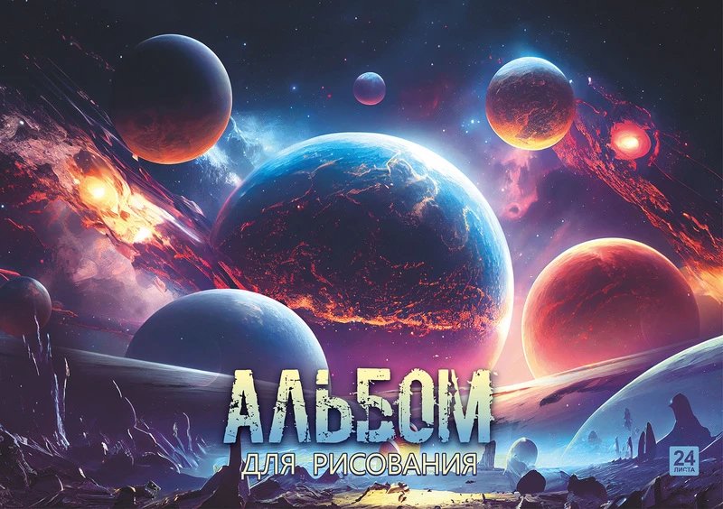 Альбом для рисования А4 24л. на клею "Галактика"