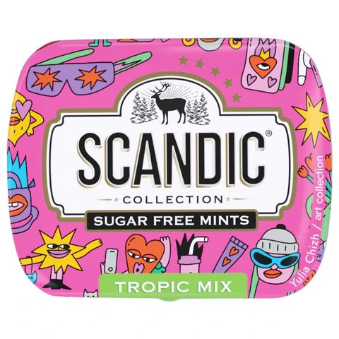 Драже освежающие SCANDIC без сахара со вкусом "Тропический микс", 14 г