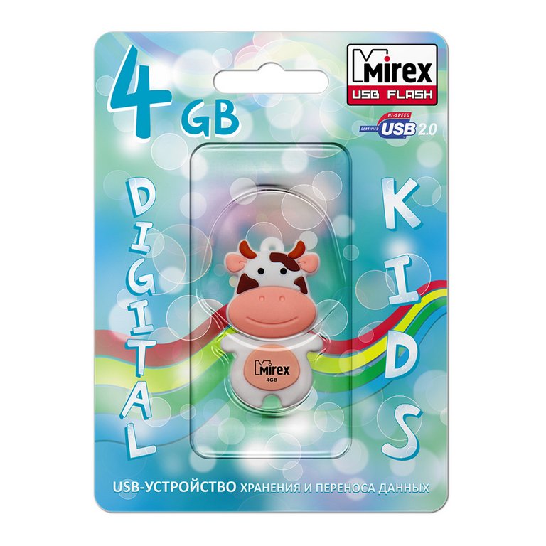 Флеш-диск  4Gb  Mirex Cow Peach USB 2.0
