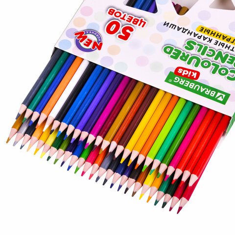 Набор карандашей  50 цв. трехгранные BRAUBERG KIDS