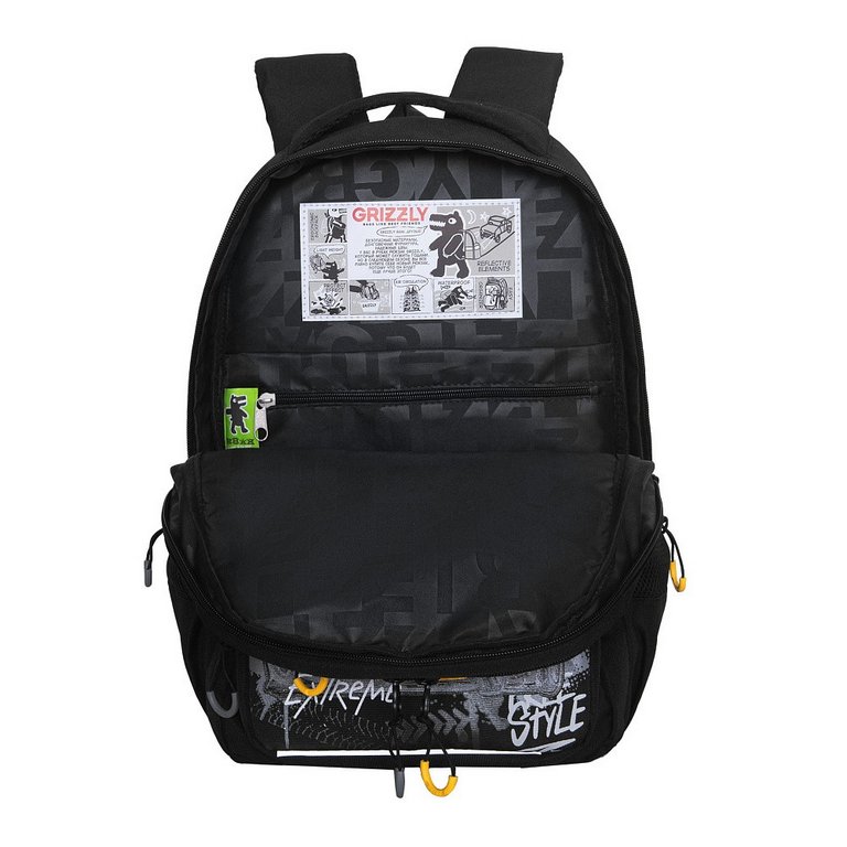 Рюкзак школьный для мальчика Grizzly 40*28*15,5 см, черный/серый