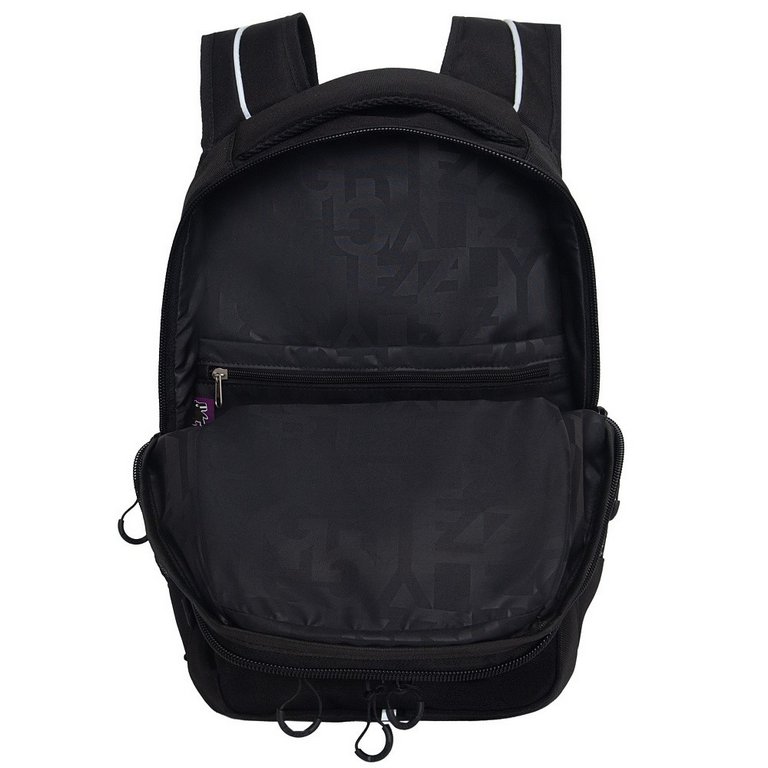 Рюкзак школьный для мальчика Grizzly 31*42*22 см, черный/белый