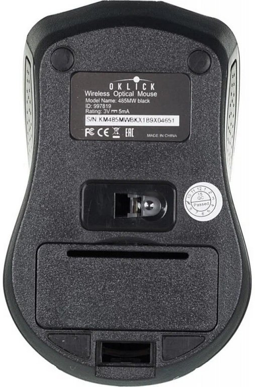 Мышь оптическая беспроводная OKLICK 485MW 1600dpi USB цв. черный