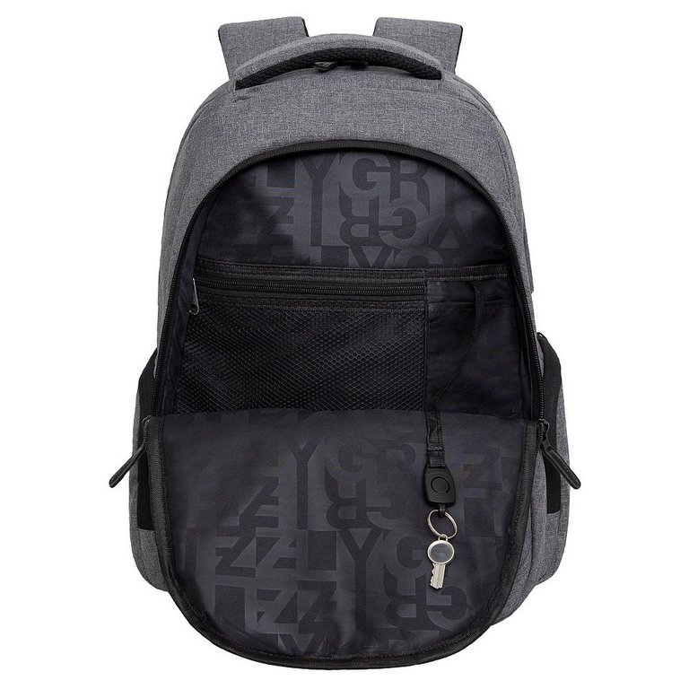 Рюкзак молодежный мужской Grizzly 46*31*18 см., серый/черный