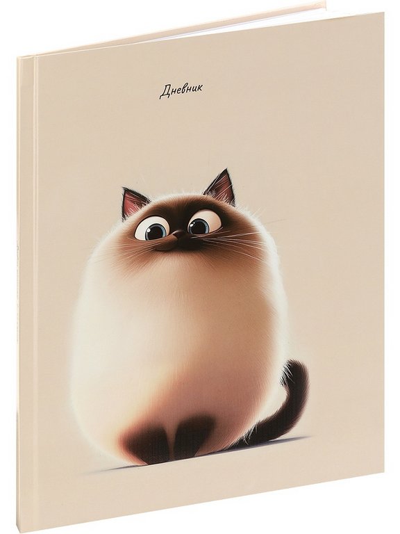 Дневник школьный твердая обложка, глянц. ламин., на резинке "СМЕШНОЙ КОТИК - 2" 40л.