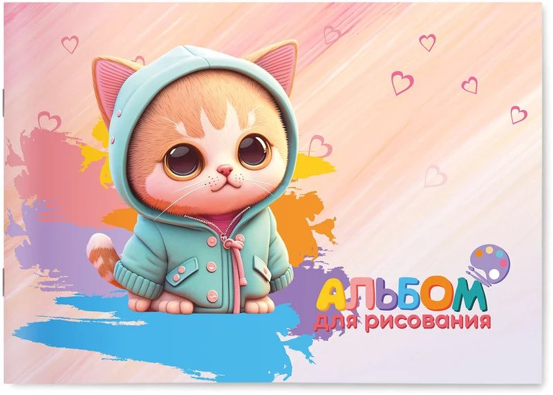 Альбом для рисования А5 12л. на скрепке "Мой милый котик" Lamark