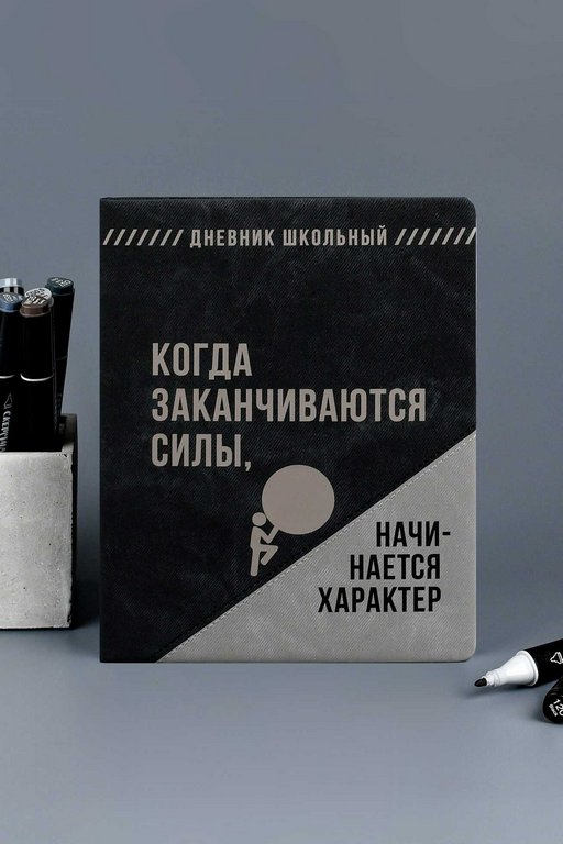 Дневник школьный твердая обложка с поролоном, кожзам "Фразы с характером" 48л. Феникс+