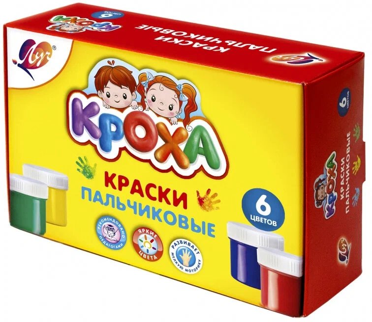 Краски пальчиковые  6 цв. по 40мл Луч
