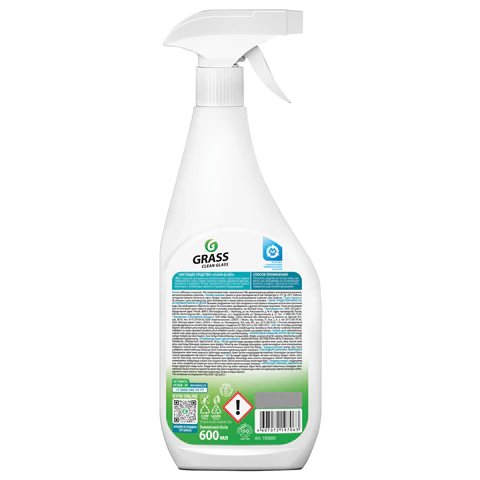 Средство для мытья стекол, зеркал, пласт., хром, экраны, Clean Glass, курок, 600 мл.(GRASS)