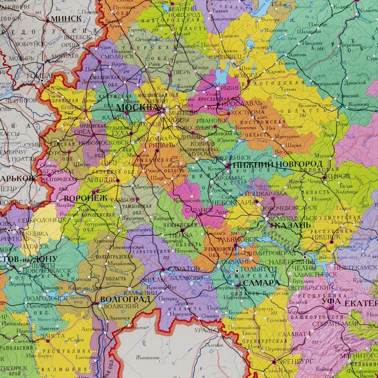 Карта РФ полит.-администр. 101*70 см. М 1:8,5 млн. ламинированная BRAUBERG