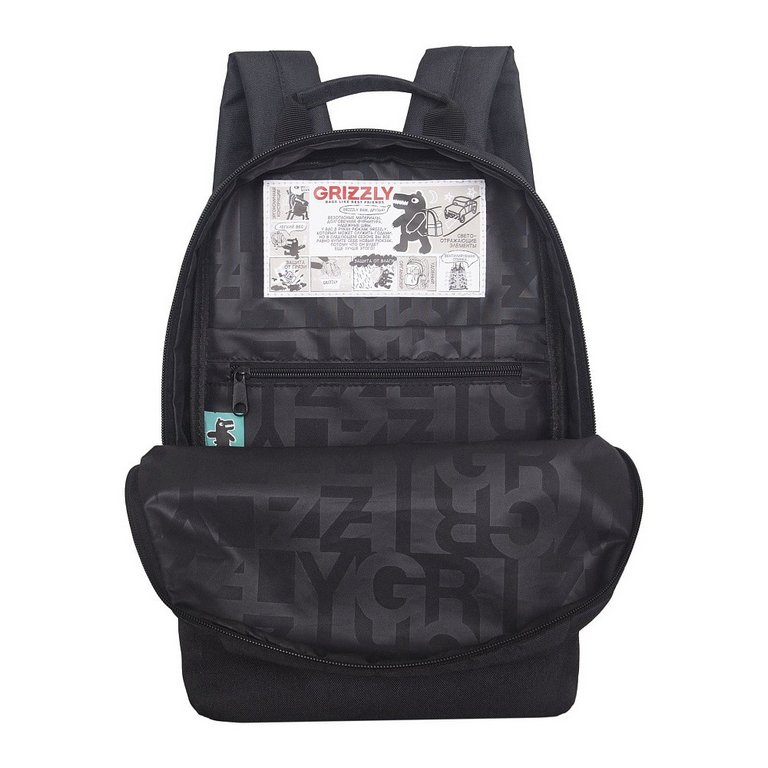Рюкзак молодежный женский Grizzly 24х34х12 см, черный