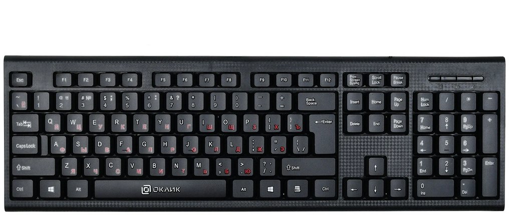 Клавиатура проводная OKLICK 120M черная, шнур 1,6 м.