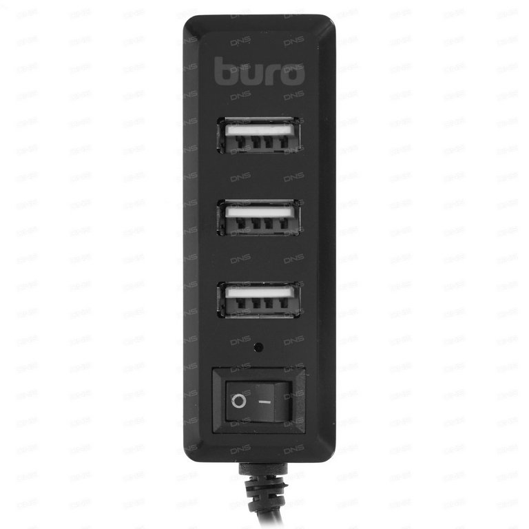 Разветвитель USB 2.0 Buro BU-HUB4-0.5L-U2.0, 75 см, черный