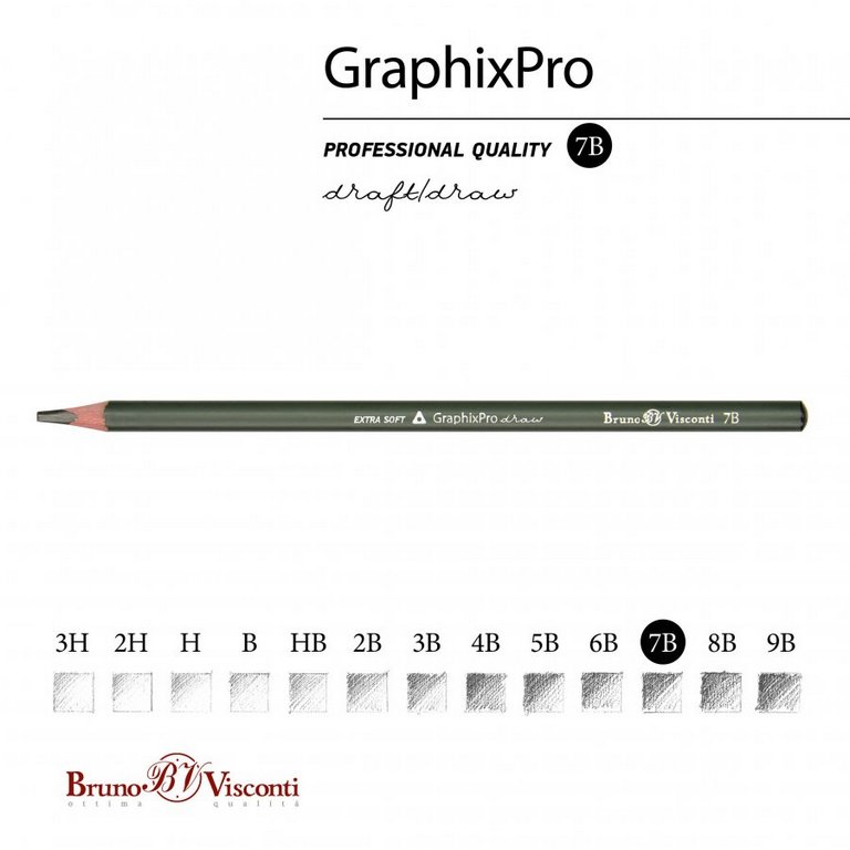 Карандаш ч/г  7В трехгранный Bruno Visconti "GraphixPro"