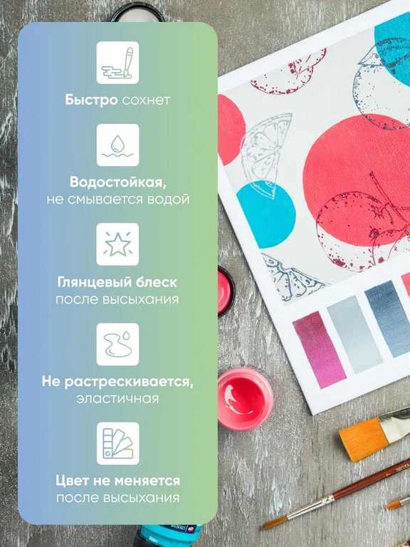 Краска акриловая  20мл белая, глянцевая Декола