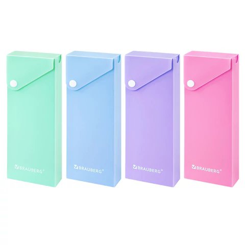 Пенал   BRAUBERG "Pastel" (пластик) 20х7см на кнопке (ассорти)