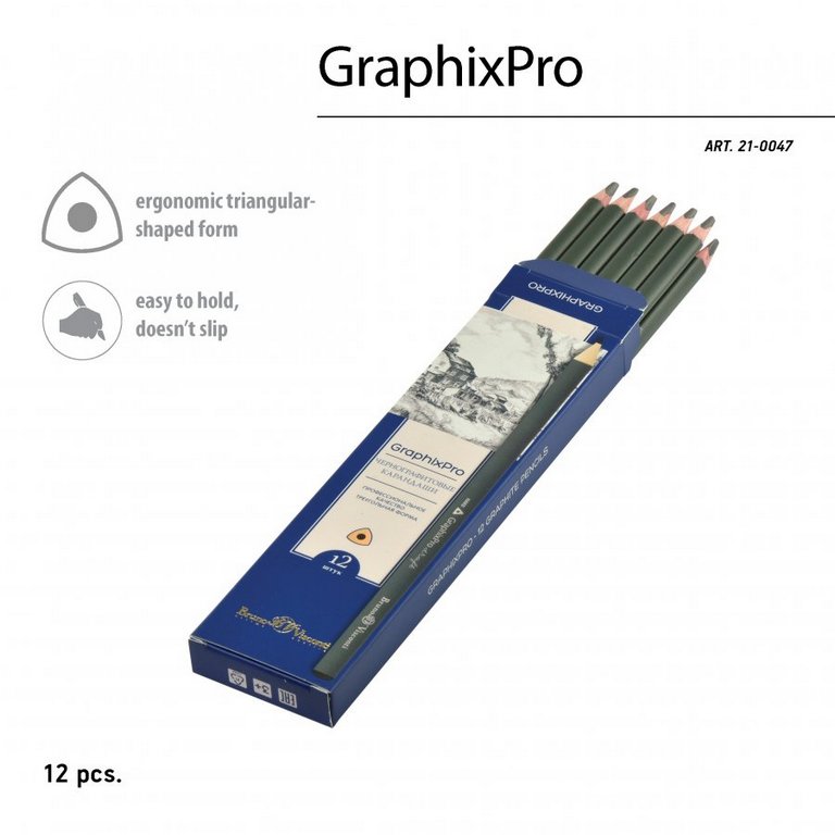 Карандаш ч/г 12В трехгранный Bruno Visconti "GraphixPro"