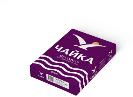 Бумага офисная Чайка А А4, 80 г/м2, 162 CIE, толщ. 110 мкм, 500 л/пач.