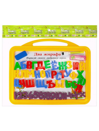 Доска детская 340*420 мм двусторонняя маркерно-меловая "Рисунки 3" (+маркер, магниты)
