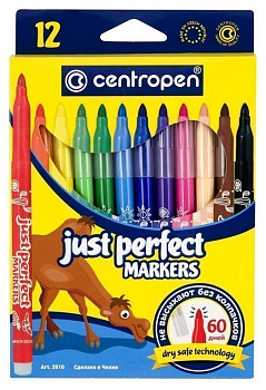 Набор фломастеров 12 цв. Centropen "Perfect" невысыхающие (до 60 дней без колпачка)