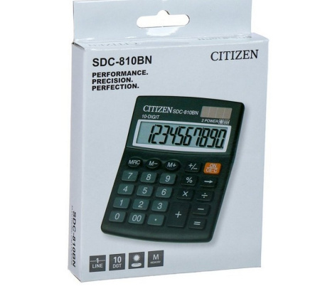 Калькулятор наст. Citizen SDC-810BN/NR  (10 разр., 2 питания 124x102x25мм)