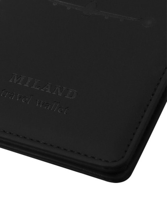 Обложка для паспорта MILAND "Отпуск" с отделениями для карт на резинке кожзам, черная