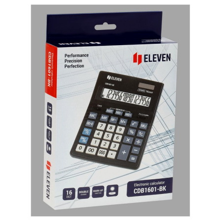 Калькулятор наст. Eleven CDB1601-BK (16 разр., 2 питания, 155*205мм) черный