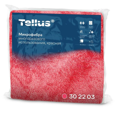 Салфетка для уборки помещений (микрофибра) 35*35см, Tellus красный