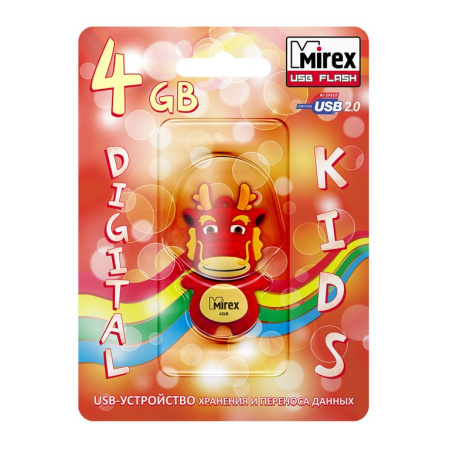 Флеш-диск  4Gb  Mirex Dragon Red USB 2.0