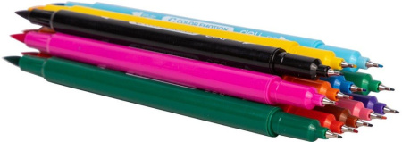 Набор фломастеров 12 цв. Deli "Color Emotion" двусторонние (кисть, игловидный), в пластиковом пенале