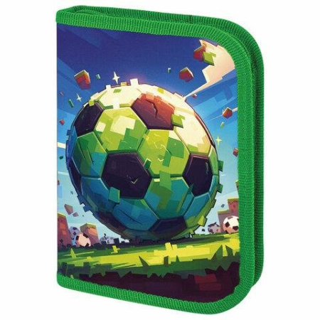 Пенал 1 отд. 1 откид. планка для мальчика Пифагор "Football match" 19*13 см (ткань)