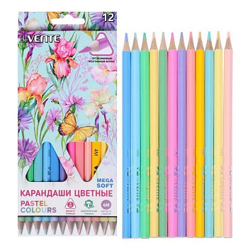 Набор карандашей  12 цв. трехгранные пастельные deVENTE "Trio Mega Soft Pastel"