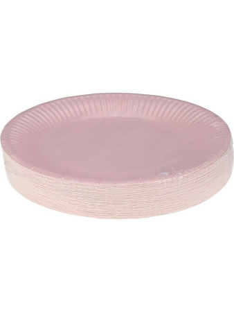 Тарелка картон d180 50 шт/уп, цв. розовый