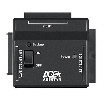 Переходник для HDD AgeStar FUBCP2, 1x2.5"/ 3.5"/ 5.25", черный