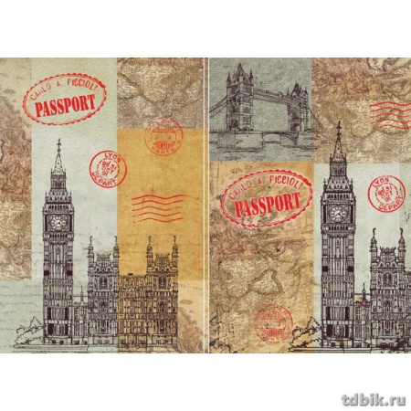 Обложка для паспорта "London Penny Post" ПВХ, экон.13,2*18,6