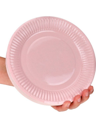 Тарелка картон d180 50 шт/уп, цв. розовый