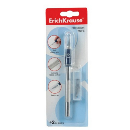 Нож канцеляр. скальпель  2 зап. лезвия, металлический с резин. зоной захвата Erich Krause
