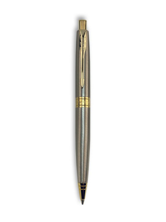 Ручка шариковая Parker Aster Brushed Metal GT, синяя 1.0мм, кнопоч., подар.упак