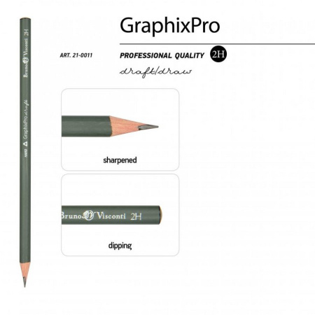 Карандаш ч/г  2H трехгранный Bruno Visconti "GraphixPro"