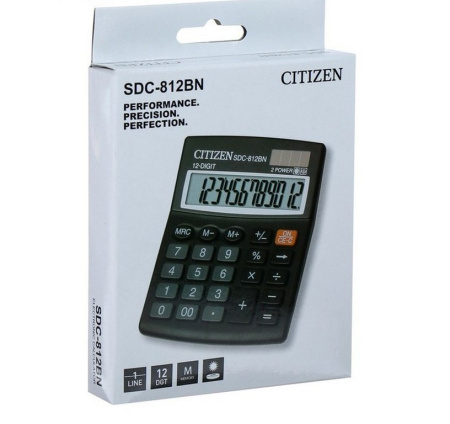 Калькулятор наст. Citizen SDC-812BN/ NR (12 разр., 2 питания, 124x102x25мм)