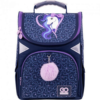 Ранец для девочки GoPack Education "Amazing Unicorn" 26*34*13 синий