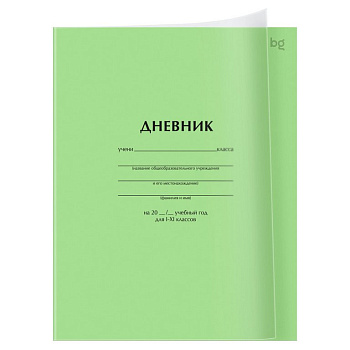 Дневник школьный пластиковая обложка, на скобе "Зеленый" 40л. BG